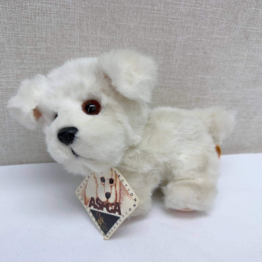 Vintage 1994 ASPCA 24K Polar Puff White Puppy Dog Plush Special Effects 8" NWT